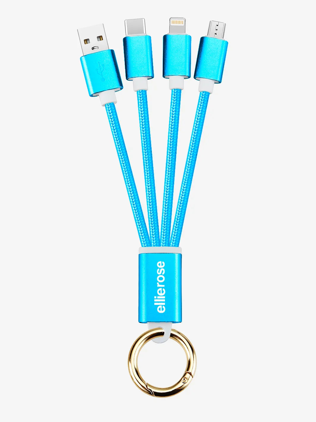Neon Blue 3-in-1 Charging Cable Keychain