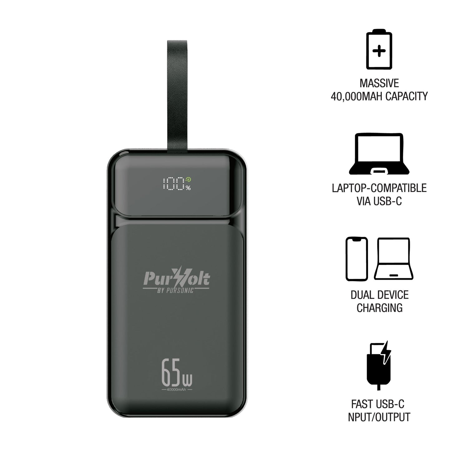 PurVolt 40,000mAh Ultra High-Capacity Power Bank – Powering Laptops, Phones & Beyond