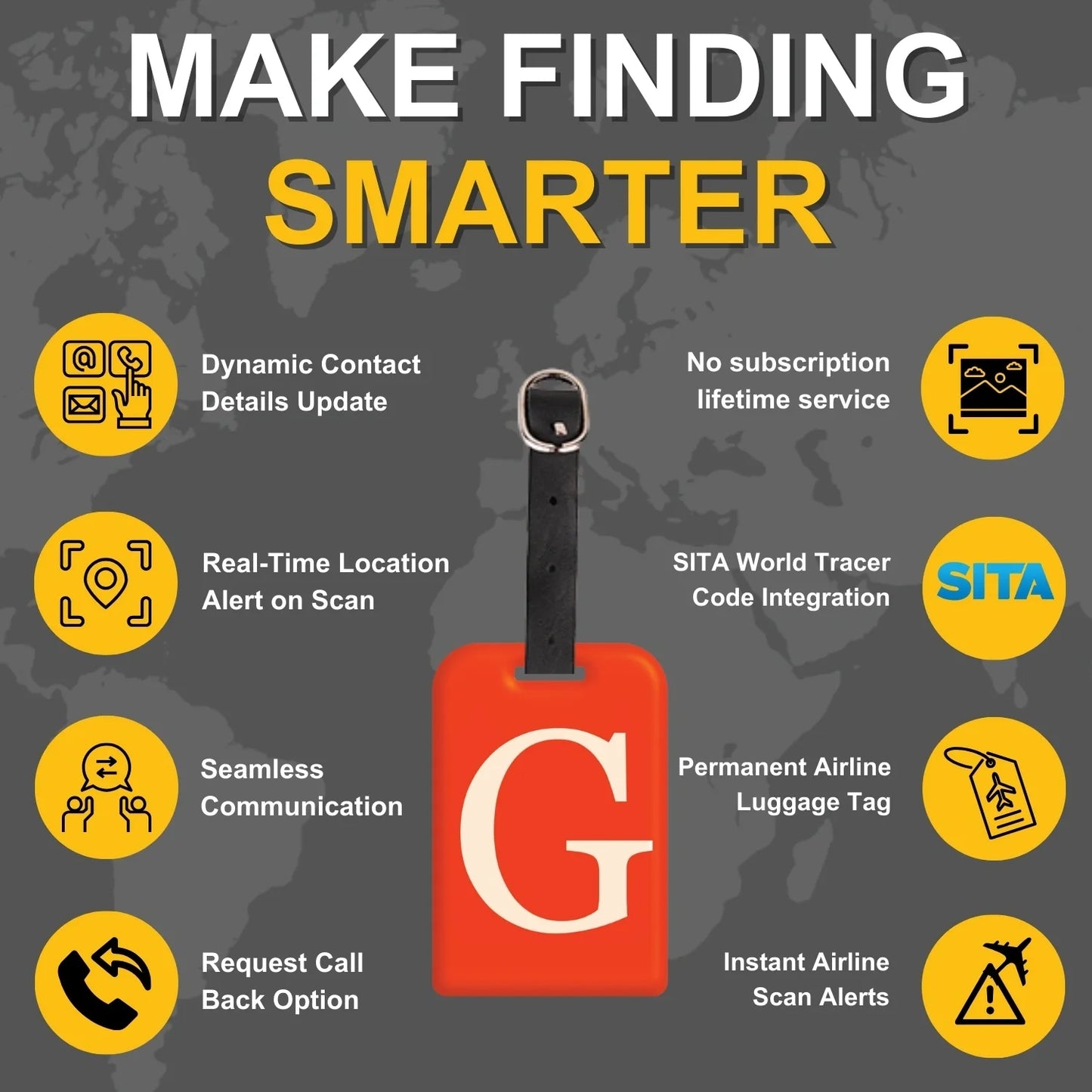 Initials Bag tag G  [pack 2]